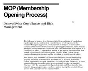 MOP(Membership Opening Process) Demystifying Compliance and Risk Management